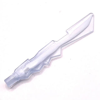 Minifigure, Weapon Sword Blade with Jagged Edges and Bar End with Marbled White Pattern, Part# 11439pb01 Part LEGO® Trans-Clear
