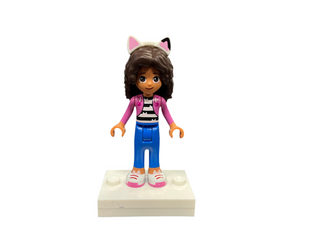 Gabby - Dark Pink Jacket over Black and White Striped Shirt, Blue Trousers, Dark Brown Hair with Internal Supports, gdh010 Minifigure LEGO®