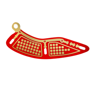 Plastic Wing Curved with Gold Partitioned Squares on Red Background Pattern, Part# 29497a Part LEGO® Very Good