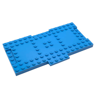 Brick, Modified 8x16x2/3 with 1x4 Indentations and 1x4 Plate, Part# 18922 Part LEGO® Dark Azure