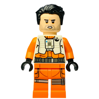 Poe Dameron (Pilot Jumpsuit without Belts and Pipe, Hair), sw1019 Minifigure LEGO® Like New