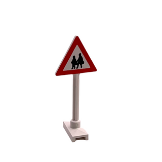 Road Sign Triangle with Pedestrian Crossing 2 People Pattern, Part# 649pb04 Part LEGO® White Very Good