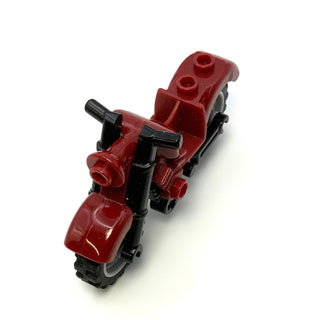 Motorcycle Vintage with Black Chassis and Light Bluish Gray Wheels, Part# 85983c01 Part LEGO® Dark Red  