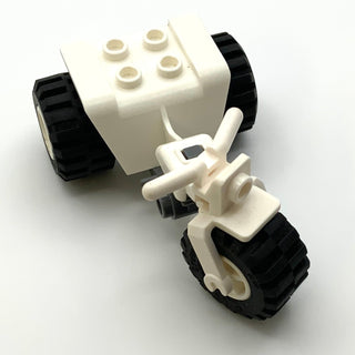 ATV/Tricycle with Dark Bluish Gray Chassis and White Wheels, Part# 30187c06 Part LEGO® White  