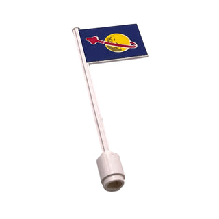 Flag on Flagpole, Straight with Classic Space Logo Pattern (Stickers), Part# 3596pb06 Part LEGO® White Very Good