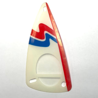 Plastic Triangle 6 x 12 Sail with Red and Blue Wavy Stripes on White Background Pattern, Part# x66px8 Part LEGO®