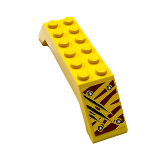 Slope 45 10x2x2 Double with 4 Rivets and 3 Scratch Marks (Right Side), part# 30180pb09R Part LEGO® Yellow