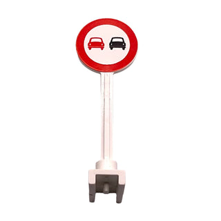 Road Sign with No Overtaking Pattern, Part# 14pb05 Part LEGO® White Very Good