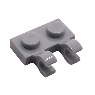 Plate, Modified 1x2 with 2 Open O Clips (Horizontal Grip), Part# 60470b Part LEGO® Light Bluish Gray