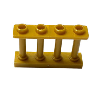 Fence 1x4x2 Spindled with 4 Studs, Part# 15332 Part LEGO® Pearl Gold