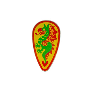 Shield Oval with Green and Red Dragon on Yellow Background Pattern, 2586p4b Part LEGO®