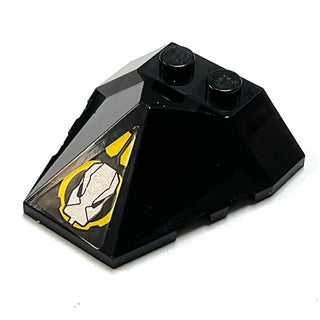 Wedge 4x4x1 1/3 Pyramid Center with Yellow Circle and Silver Robot Head Pattern (Sticker), Part# 47757pb23 Part LEGO® Very Good/Black
