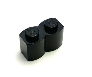 Brick, Modified 1x2 with Log Profile, Part# 30136 Part LEGO® Black 1 Part