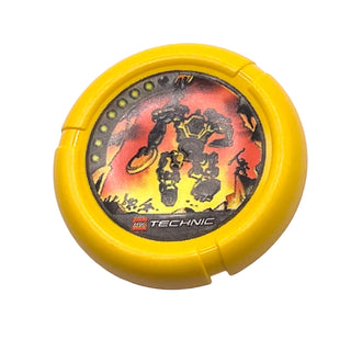 Throwing Disk with Throwbot Blaster 7 Pips, Logo, and Robot Running Pattern, Part# 32171pb060 Part LEGO® Yellow