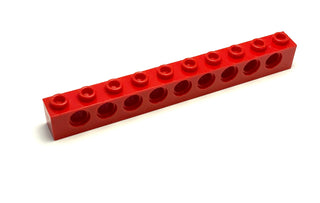 Technic, Brick 1x10 with Holes, Part# 2730 Part LEGO® Red  