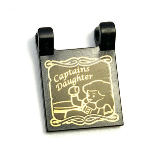 Flag 2x2 Square with Gold 'Captains Daughter' and Waving Minifigure Pattern, Part# 2335pb075 Part LEGO®