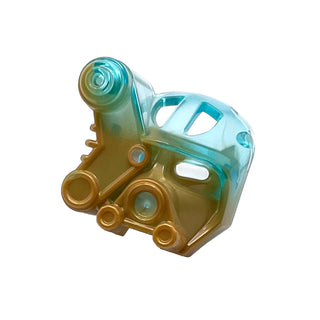 Bionicle Mask of Ice with Marbled Trans-Light Blue Pattern, Part# 19064pb01 Part LEGO® Pearl Gold