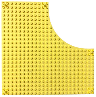 24x24 Brick Modified Plate without 12x12 Quarter Circle with Peg at Each Corner, Part# 47115 Part LEGO® Bright Light Yellow