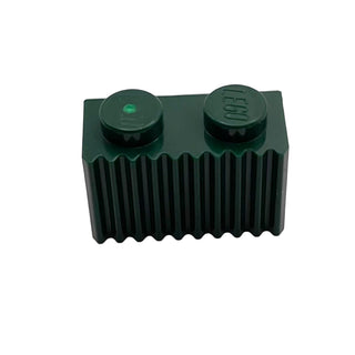 Brick, Modified 1x2 with Grille/Fluted Profile, Part# 2877 Part LEGO® Dark Green