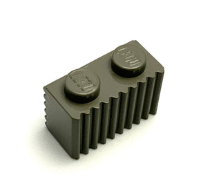 Brick, Modified 1x2 with Grille/Fluted Profile, Part# 2877 Part LEGO® Dark Gray