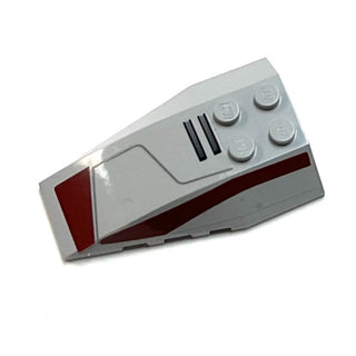 Wedge 6x4 Triple Curved with 2 Stripes, Black Line and Dark Red Markings Pattern Right Side (Stickers), Part# 43712pb041R Part LEGO® Very Good