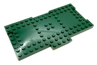 Brick, Modified 8x16x2/3 with 1x4 Indentations and 1x4 Plate, Part# 18922 Part LEGO® Dark Green
