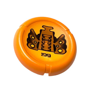 Throwing Disk with Bionicle Kanoka 199 Disk of Time Pattern, Part# 32171pb073 Part LEGO® Orange Very Good