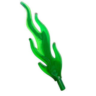 Wave Rounded Straight Large with Bar End (Flame) with Marbled Green Pattern, Part# 85959pb02 Part LEGO® Trans-Green