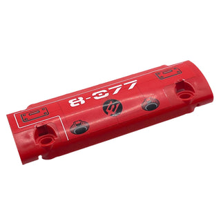 Technic, Panel Curved 11 x 3 with Panels, Trident, and White '8-077' Pattern, Right Side (Sticker), Part# 62531pb001R Part LEGO® Red Very Good