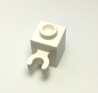 Brick, Modified 1x1 with Open U Clip (Vertical Grip) - Hollow Stud, Part# 60475b Part LEGO® White