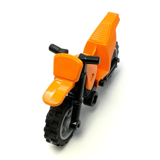 Motorcycle Dirt Bike with Black Chassis and Light Bluish Gray Wheels, Part# 50860c11 Part LEGO® Orange