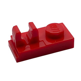 Plate, Modified 1x2 with Clip with Center Cut on Top, Part# 92280 Part LEGO® Red