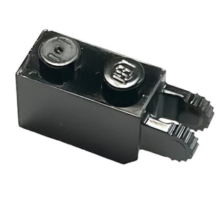 Hinge Brick 1 x 2 Locking with 2 Fingers Vertical End, Part# 30365 Part LEGO® Black
