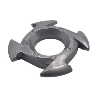 Ring 4x4 with 2x2 Hole and 4 Arrow Ends (Ninjago Spinner Crown), Part# 98341 Part LEGO® Flat Silver