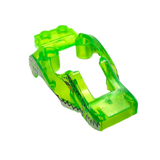Flywheel Fairing Crocodile Shape with Silver Crocodile Pattern, Part# 11112pb03 Part LEGO® Trans-Bright Green Very Good
