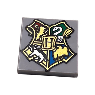 Tile 2x2 with Coat of Arms Hogwarts Crest Pattern, Part# 3068pb0092 Part LEGO® Light Bluish Gray Very Good