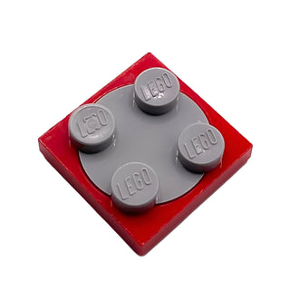 Turntable 2 x 2 Plate with Light Bluish Gray Top (3680 + 3679), Part# 3680c02 Part LEGO® Red