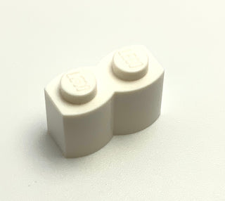 Brick, Modified 1x2 with Log Profile, Part# 30136 Part LEGO® White 1 Part