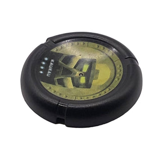 Throwing Disk with Bionicle Bamboo Kaukau Mask Pattern, Part# 32171pb004 Part LEGO® Black Very Good