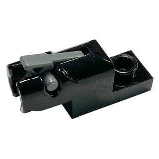 Projectile Launcher, 1 x 2 Mini Blaster / Shooter with Dark Bluish Gray Trigger (15403 / 15392), Part# 15403c01 Part LEGO® Black