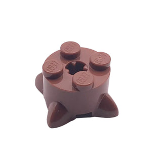Brick, Round 2 x 2 with 4 Roots / Feet and Axle Hole, Part# 5256 Part LEGO® Reddish Brown