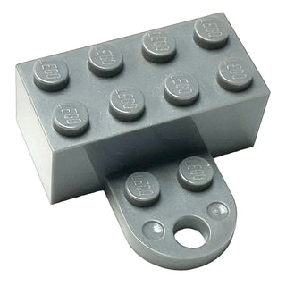 Magnet Brick, Modified 2 x 4 Sealed Base with Extension Plate with 2 Studs and Hole, Part# 74188c01 Part LEGO® Dark Bluish Gray