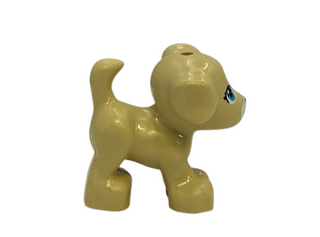 Puppy, Standing with Medium Azure Eyes without Outline, Black Nose and Mouth, White Blaze and Muzzle Pattern, 93088pb14 LEGO® Animals LEGO®