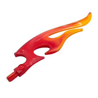 Wave Rounded Curved Double with Axle End (Flame) with Marbled Bright Light Orange Pattern, Part# 18396pb01 Part LEGO® Red