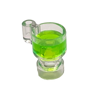 Minifigure, Utensil Stein / Cup with Molded Trans-Bright Green Drink Pattern, Part# 68495pb02 Part LEGO® Trans-Clear
