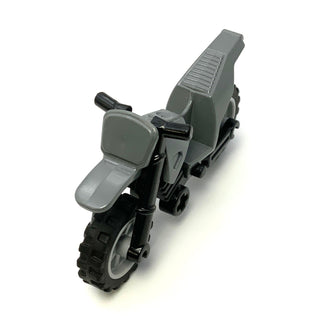 Motorcycle Dirt Bike with Black Chassis and Light Bluish Gray Wheels, Part# 50860c11 Part LEGO® Dark Bluish Gray