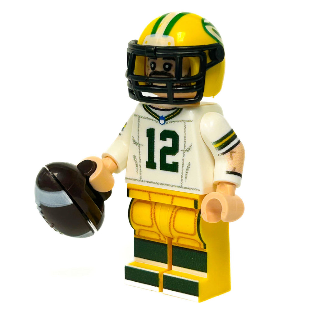 #12 QB Rodgers Green Bay Football Player Minifig made using LEGO parts – United Brick Co®