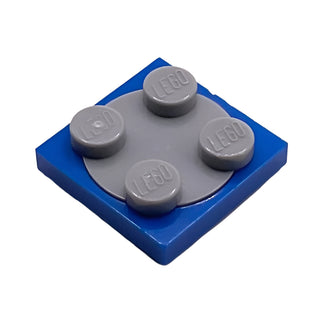 Turntable 2 x 2 Plate with Light Bluish Gray Top (3680 + 3679), Part# 3680c02 Part LEGO® Blue
