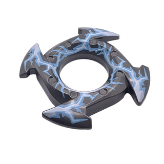 Ninjago Spinner Crown Ring 4x4 with 2x2 Hole and 4 Arrow Ends with Medium Blue and White Lightning Pattern, Part# 98341pb01 Part LEGO® Pearl Dark Gray Very Good