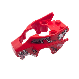 Flywheel Fairing Wolf Shape with Fangs and Silver and White Pattern, Part# 11113pb01 Part LEGO® Red Very Good